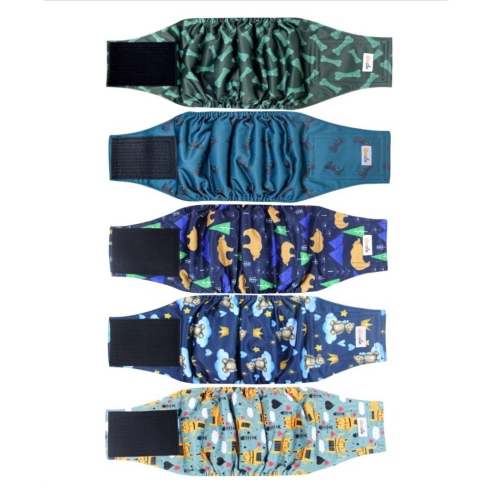 Grecle 5 Pc Male Dog XS Belly Bands High Absorbency Pee Wraps Diaper Reusable